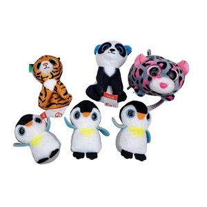 Teenie Beanie Boos Babies Lot Of 6 Penguin Tiger Panda Pongo Tiggs Miles Ming